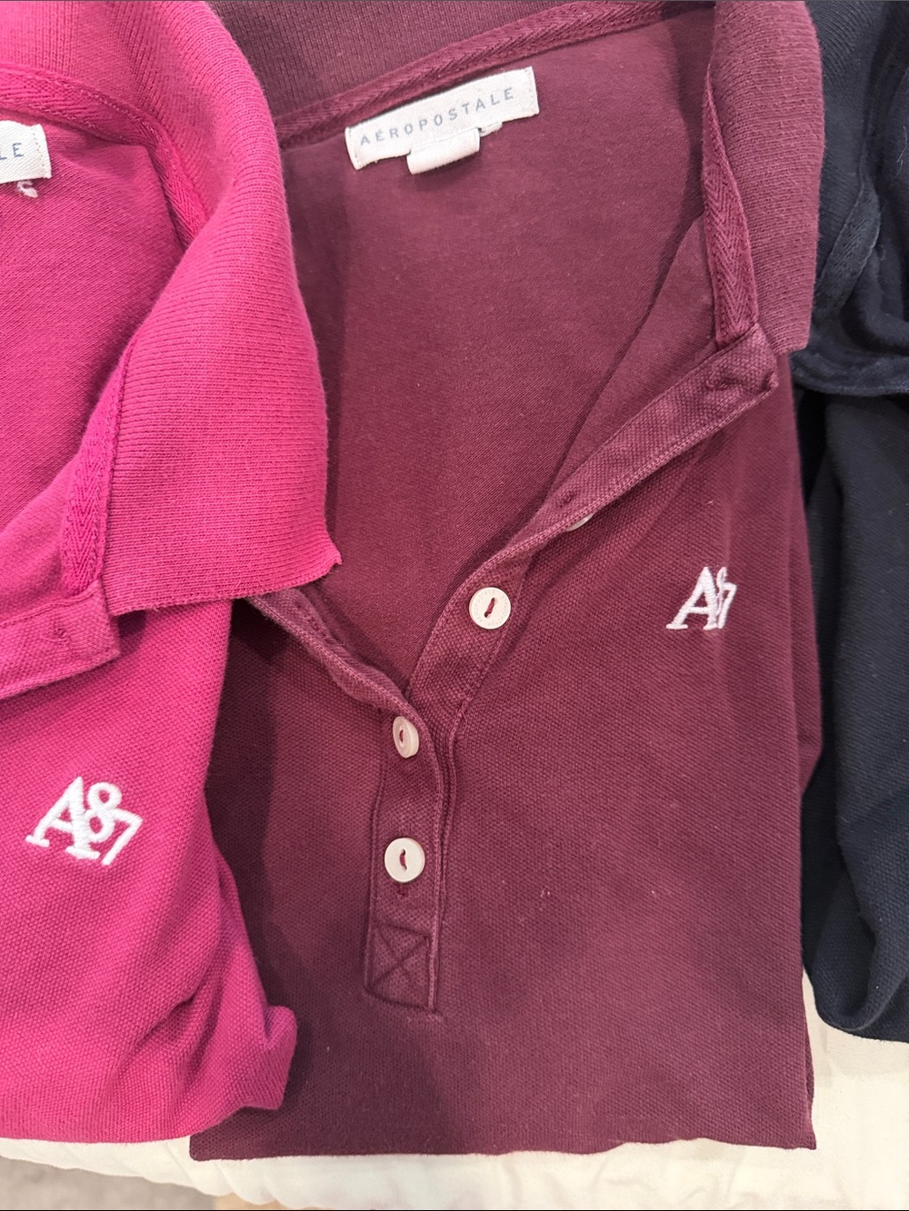 Aeropostale Polo Shirt Lot in Red, Pink, Burgundy, Navy & Black - Picture 4 of 10